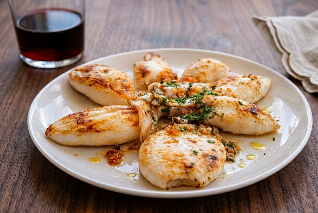 Chipirones a la plancha con ajo y perejil